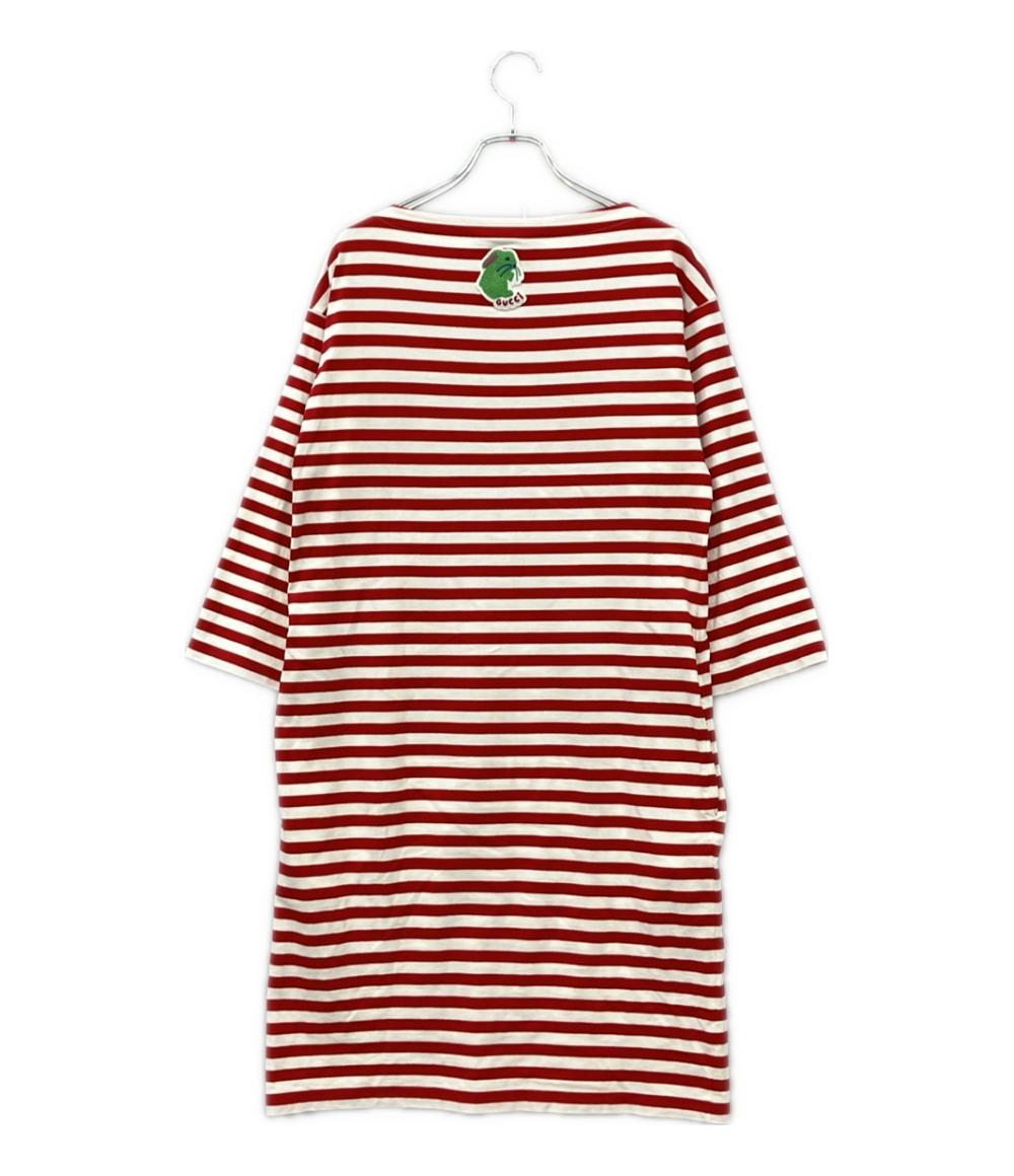 グッチ　ボーダーワンピース グッチ 七分袖 ボーダーワンピース レディース SIZE XS GUCCI