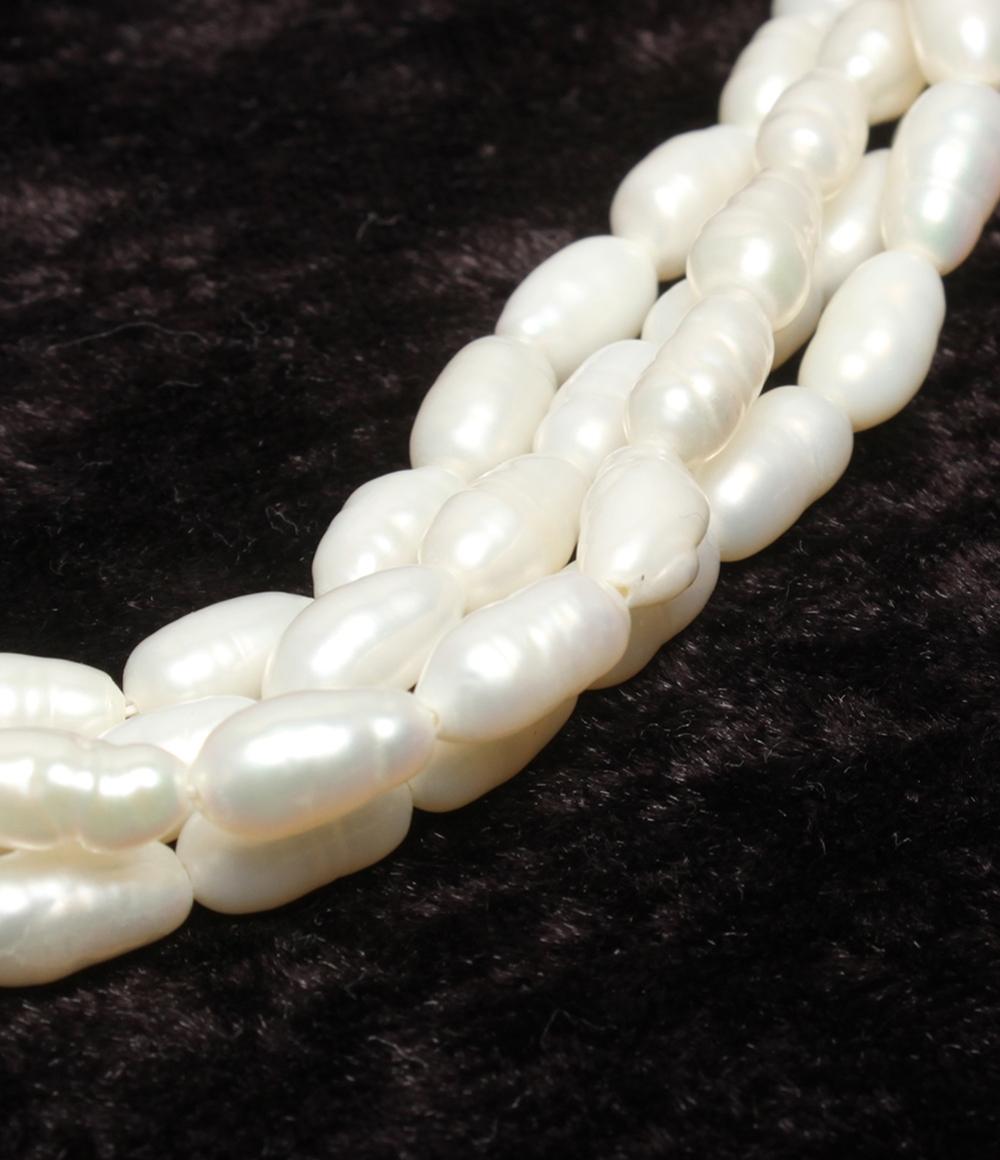 4連ネックレス 淡水パール レディース