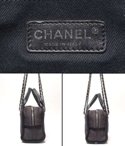 CHANEL 2wayチェーンショルダーバッグ ハンドバッグ シルバー金具 デニム 21番台 ドーヴィル ボーリングバッグ レディース シャネル