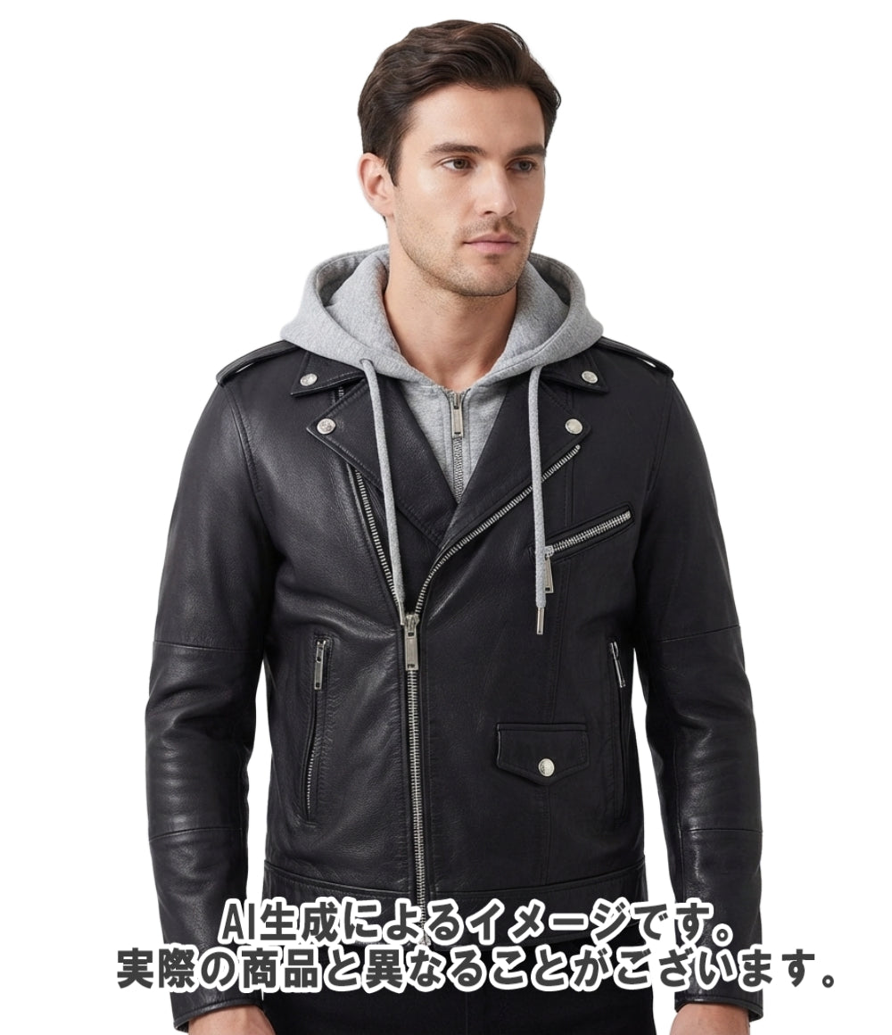 DSQUARED2 レザージャケット パーカー ドッキング レイヤード 15AW S74AM0561 SX7818 メンズ SIZE 48 (L) ディースクエアード