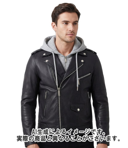 DSQUARED2 レザージャケット パーカー ドッキング レイヤード 15AW S74AM0561 SX7818 メンズ SIZE 48 (L) ディースクエアード