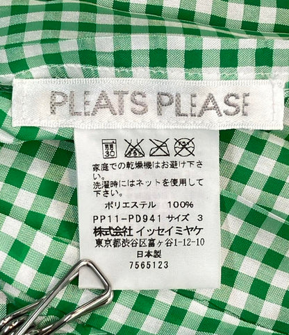 美品 プリーツプリーズ 長袖ブラウス ギンガムチェック柄 レディース SIZE 3 (L) PLEATS PLEASE