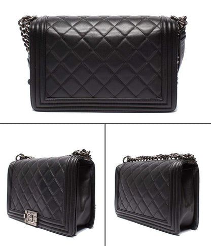 CHANEL チェーンショルダーバッグ 肩掛け ヴィンテージシルバー金具 スムースレザー 19番台 レディース シャネル