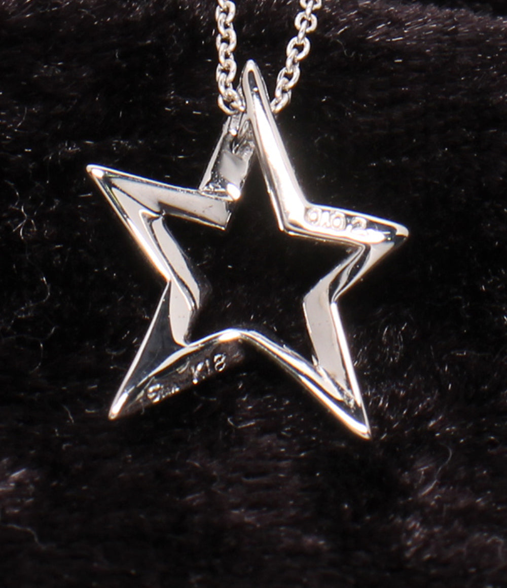 【未使用品】STAR JEWELRY スタージュエリー K18 ネックレス 美品 STAR JEWELRY ネックレス K18 ダイヤ 0.02ct スターモチーフ