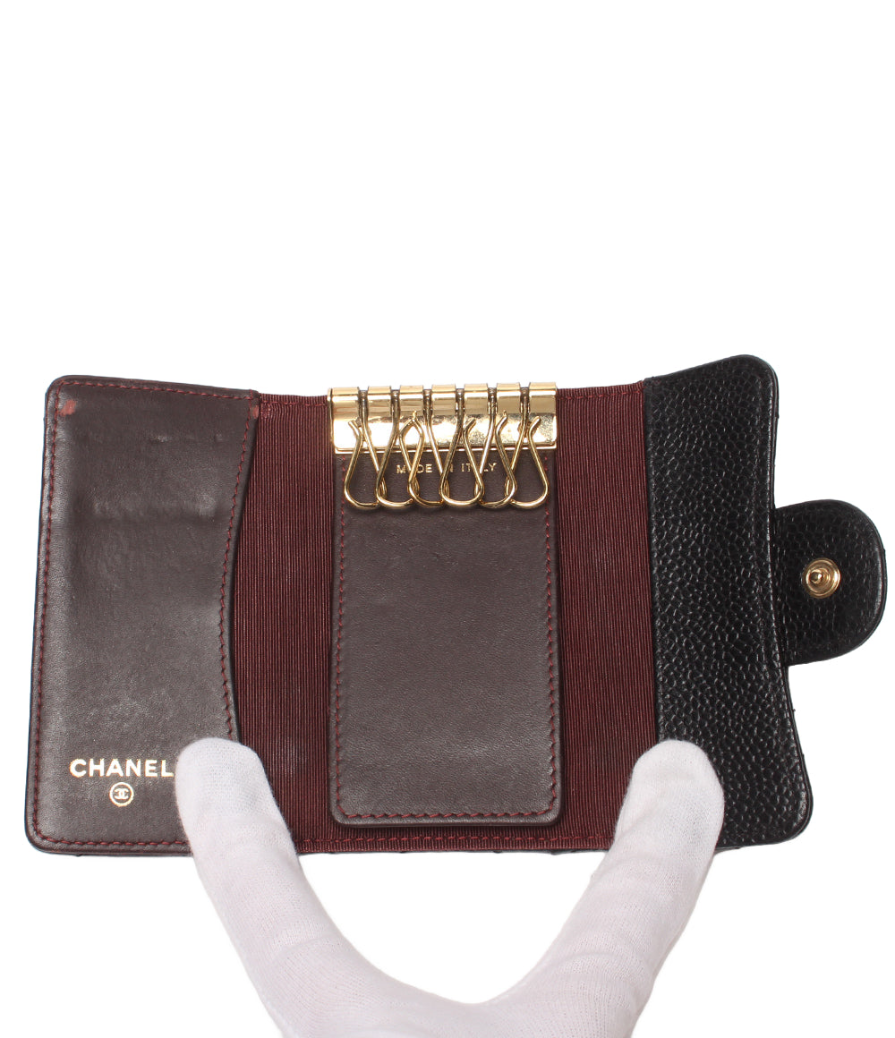 CHANEL ６連キーケース ゴールド金具 マトラッセ キャビアスキン 18番台 レディース シャネル