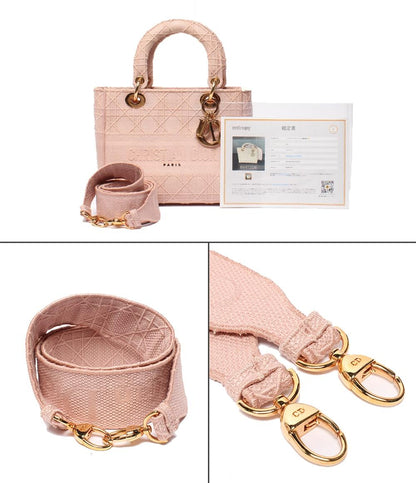 クリスチャンディオール 2way ハンドバッグ ショルダーバッグ 肩掛け 斜め掛け Lady D-Lite カナージュ エンブロイダリー レディース Christian Dior