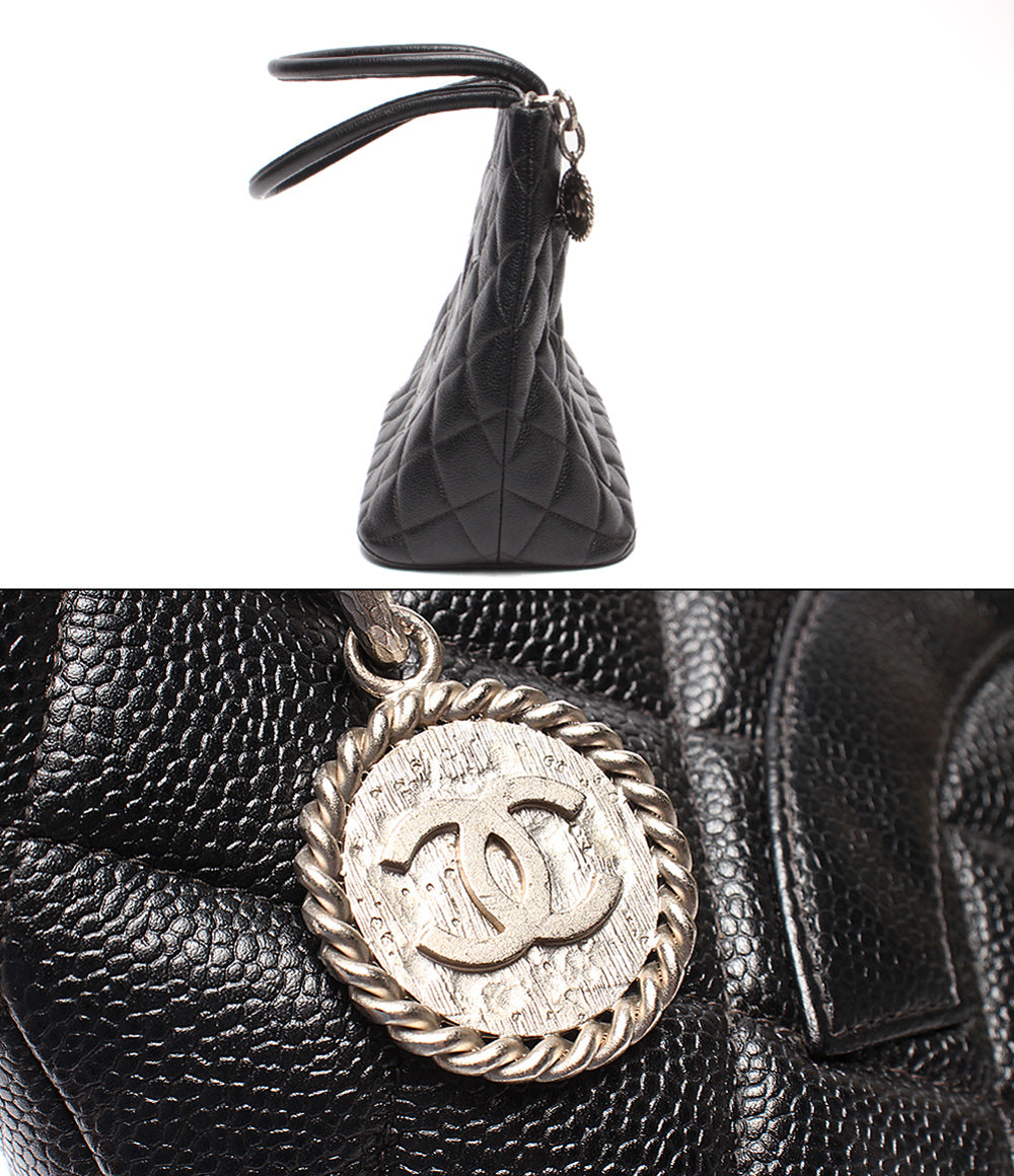 CHANEL トートバッグ シルバー金具 キャビアスキン マトラッセ 復刻トート ６番台 A01804 レディース シャネル