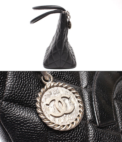 CHANEL トートバッグ シルバー金具 キャビアスキン マトラッセ 復刻トート ６番台 A01804 レディース シャネル