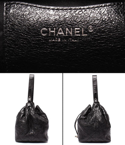 CHANEL レザー ショルダーバッグ  巾着バッグ マトラッセ シルバー金具 14番台 オンザロード レディース シャネル