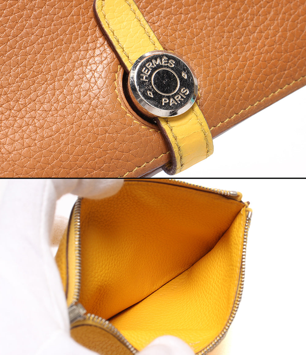 HERMES 長財布 □M刻印 シルバー金具 バイカラー ドゴンGM レディース エルメス