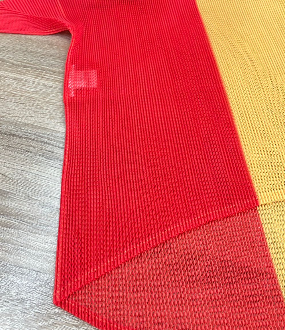 美品 PLEATS PLEASE 半袖シャツ タタミメッシュ カラーブロック PP61-F0262 レディース プリーツプリーズ