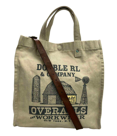 RRL トートバッグ ショルダーバッグ 2WAY 斜め掛け 絹 牛革 ロゴキャンバスカーペンター メンズ ダブルアールエル