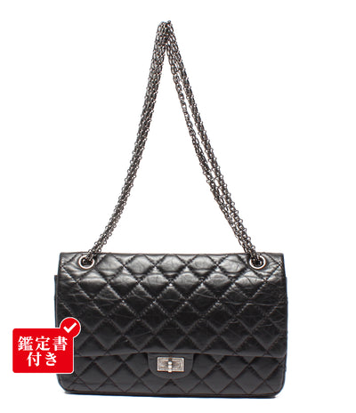 CHANEL チェーンショルダーバッグ シルバー金具 ダブルチェーン ダブルフラップ マトラッセ 2.55 リイシュー レディース シャネル