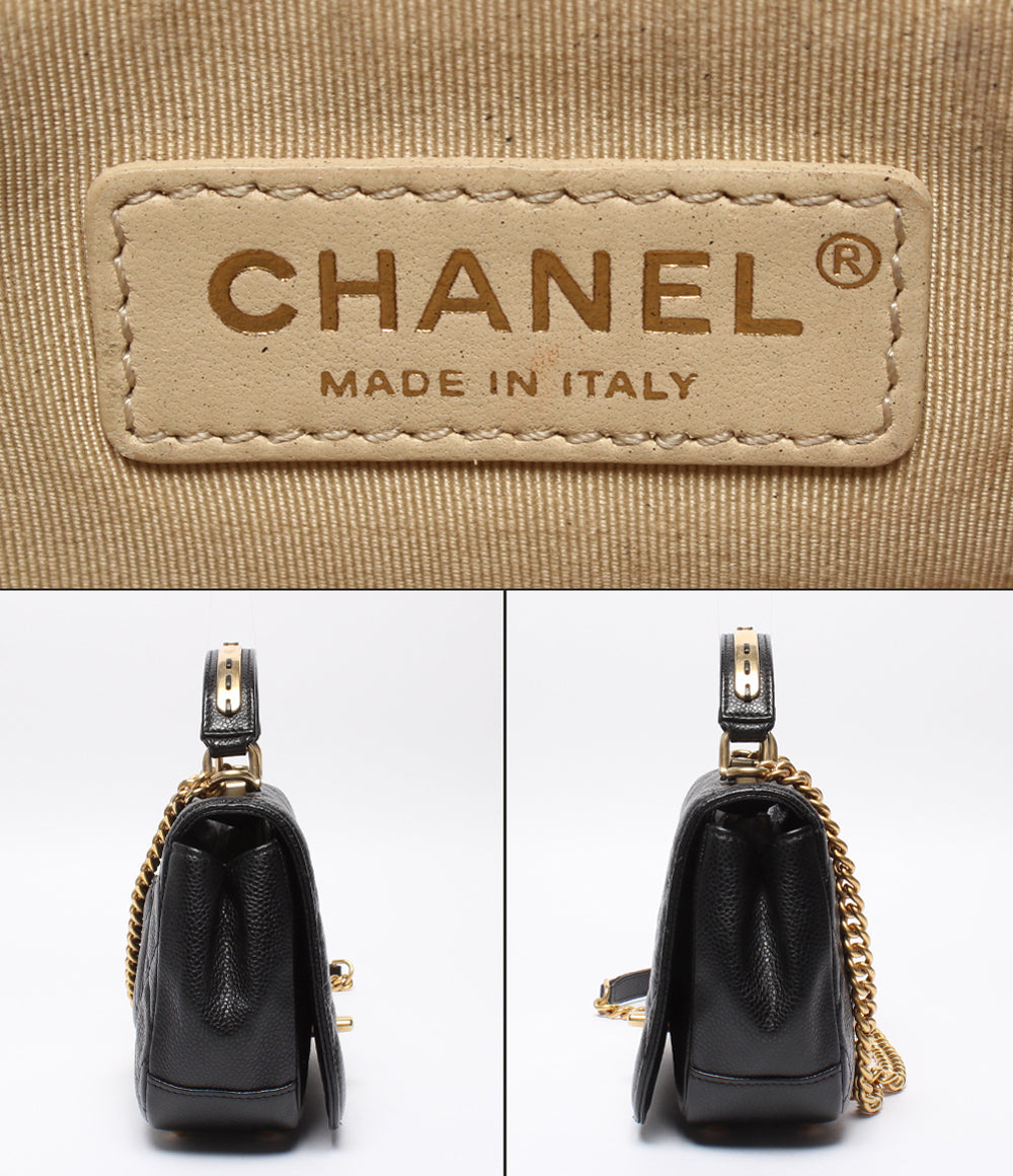 CHANEL チェーンショルダーバッグ 肩掛け 斜め掛け 24番台 キャビアスキン マトラッセ A91903 レディース シャネル