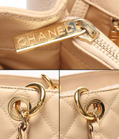 CHANEL チェーンショルダーバッグ トートバッグ 肩掛け ゴールド金具 マトラッセ キャビアスキン 13番台 グランドショッピングトート レディース