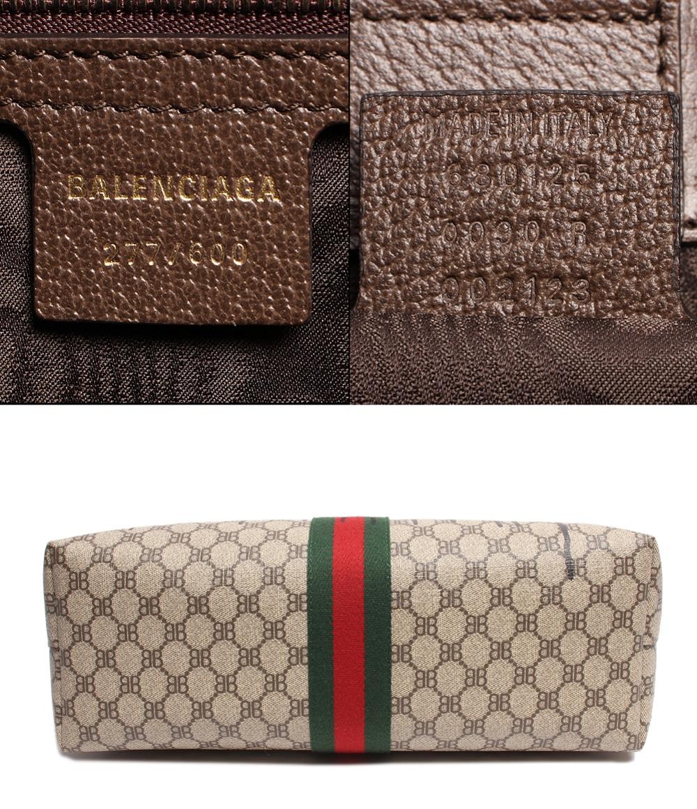 美品 バレンシアガ トートバッグ ゴールド金具 ハッカー グラフィティ ミディアムトートバッグ GUCCI x BALENCIAGA コーティング キャンバス