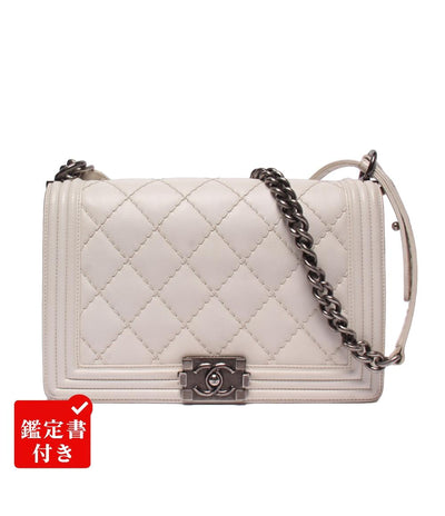 CHANEL チェーンショルダーバッグ 18番台 マトラッセ シルバー金具 ボーイシャネル レディース シャネル