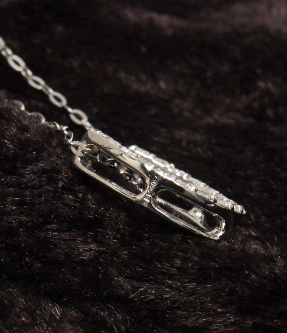 美品 ネックレス Pt950 Pt900 ダイヤ 0.20ct ホースシューモチーフ レディース