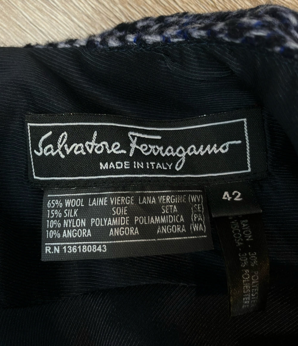 Salvatore Ferragamo ノースリーブワンピース Vネック ツイード レディース SIZE 42 (M) サルヴァトーレフェラガモ