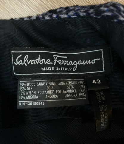 Salvatore Ferragamo ノースリーブワンピース Vネック ツイード レディース SIZE 42 (M) サルヴァトーレフェラガモ