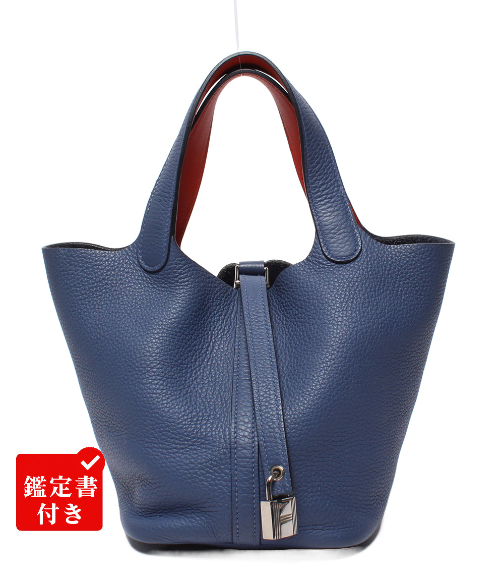 HERMES ハンドバッグ A刻印 シルバー金具 ブルーブライトン カプシーヌ トリヨンクレマンス ピコタンロックPM 18 エクラ レディース エルメス