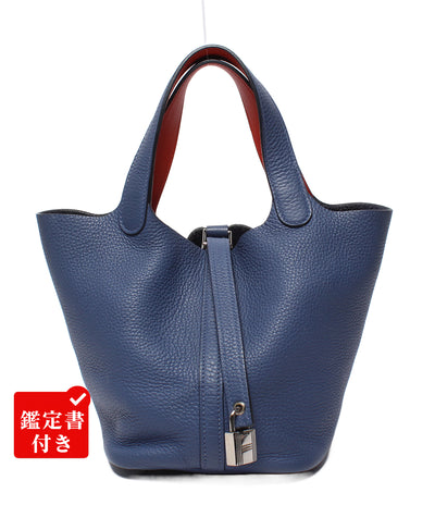 HERMES ハンドバッグ A刻印 シルバー金具 ブルーブライトン カプシーヌ トリヨンクレマンス ピコタンロックPM 18 エクラ レディース エルメス
