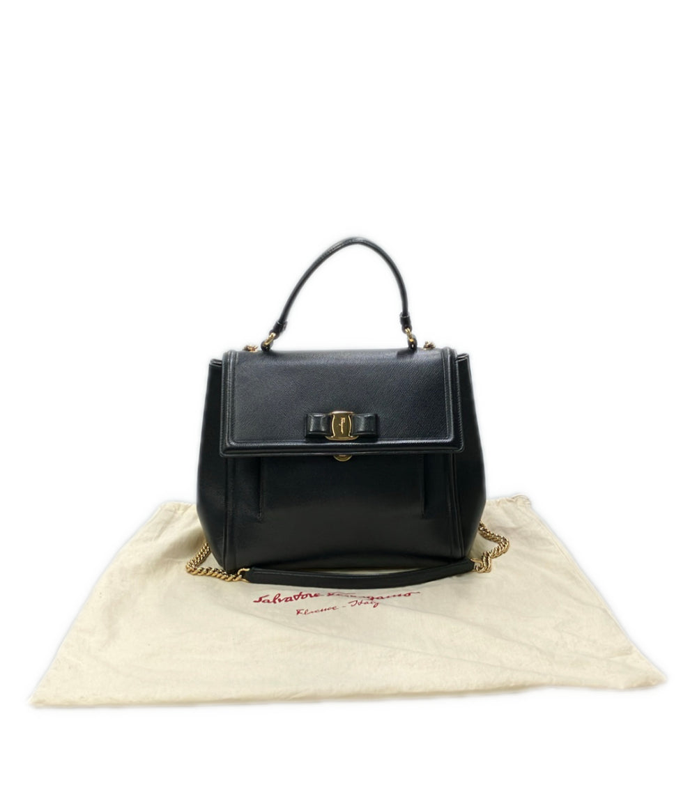 Salvatore Ferragamo ハンドバッグ ショルダーバッグ チェーン リボン2WAY 斜め掛け レザー ヴァラ AU-21 G697 レディース サルヴァトーレフェラガモ