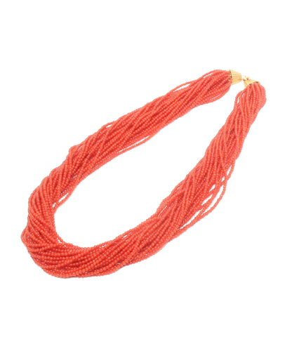 美品 25連ネックレス K14 珊瑚 2.0mm レディース