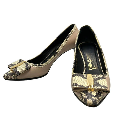 サルヴァトーレフェラガモ パイソン柄パンプス DG77952 670 レディース SIZE 7 (L) Salvatore Ferragamo