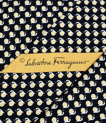 美品 Salvatore Ferragamo ネクタイ カタツムリ柄 シルク100% メンズ サルヴァトーレフェラガモ