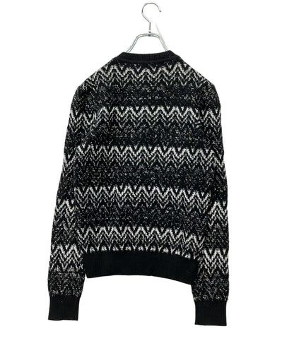 SAINT LAURENT 長袖ニット 光沢 ジグザグデザイン セーター 18AW 529734 メンズ SIZE S サンローラン