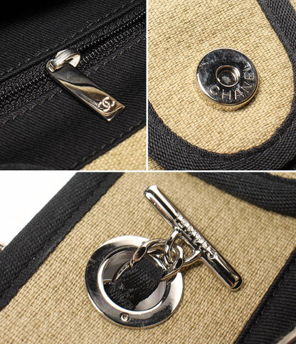 CHANEL チェーン ショルダーバッグ トートバッグ 肩掛け シルバー金具 キャンバス ドーヴィル PM レディース シャネル