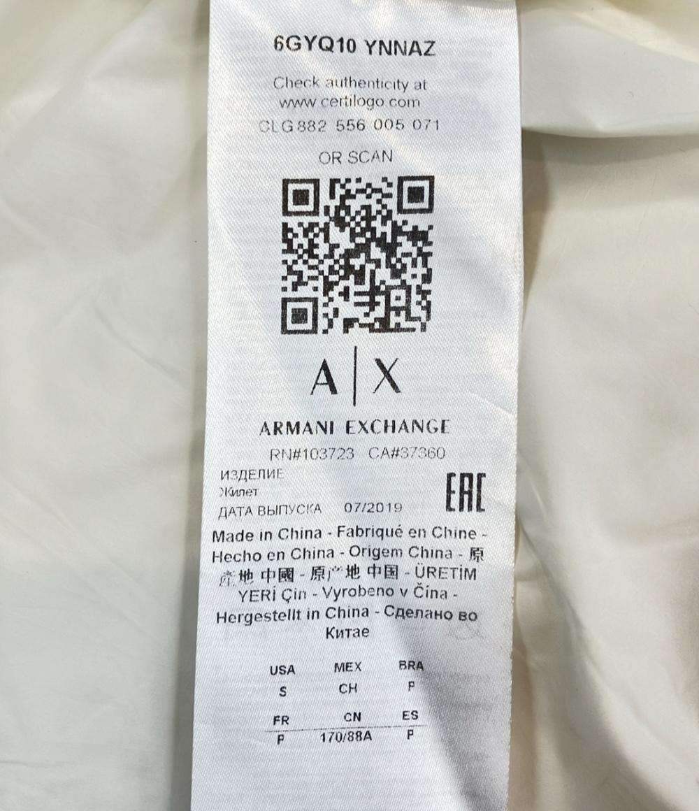美品 ARMANI EXCHANGE ロングダウンベスト ロゴテープデザイン 6GYQ10 YNNAZ レディース SIZE S アルマーニエクスチェンジ