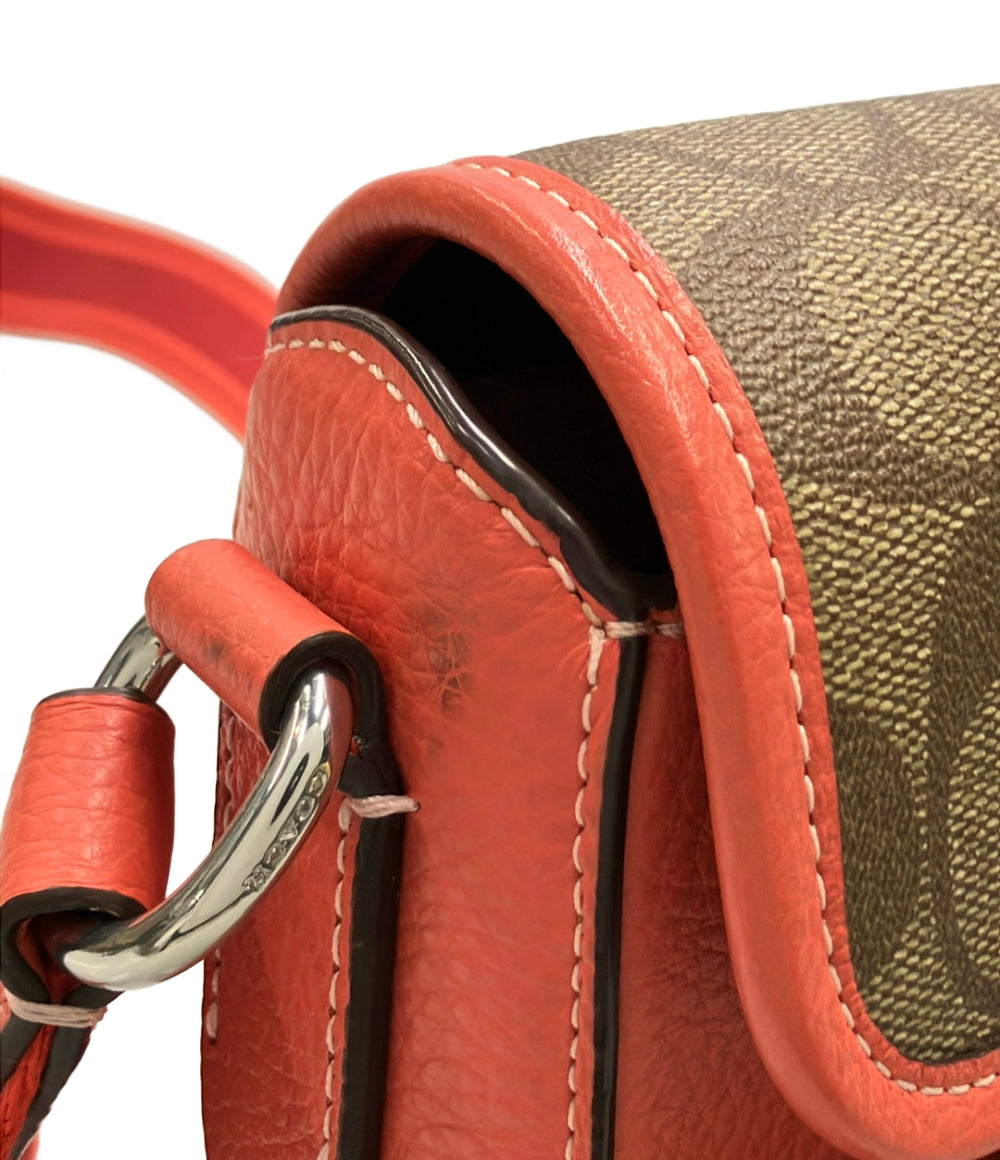 美品 COACH ショルダーバッグ 斜め掛け サリバン フラップ クロスボディ シグネチャー CJ591 メンズ レディース コーチ