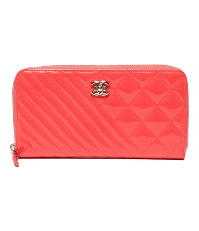 シャネル ラウンドファスナー長財布 シルバー金具 ココボーイ レディース CHANEL