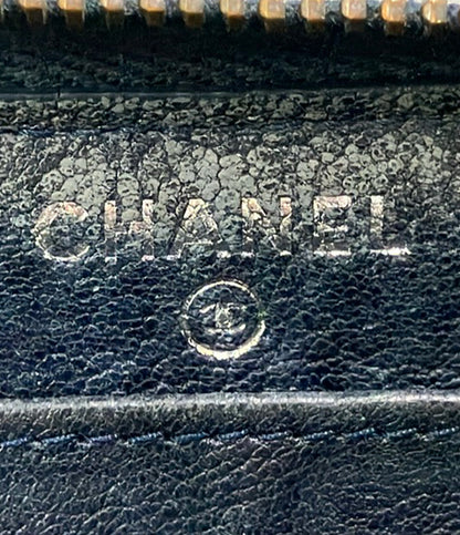 CHANEL ラウンドファスナー長財布 スタッズ レザー マトラッセ レディース シャネル