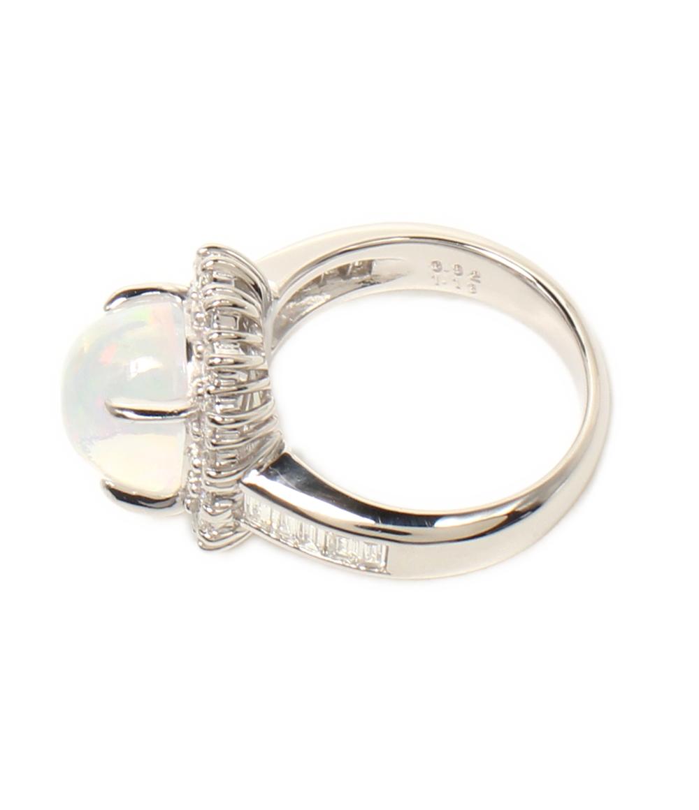 美品 リング 指輪 Pt900 ウォーターオパール3.92ct ダイヤ1.13ct レディース SIZE 12号