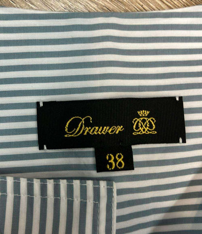 Drawer 長袖シャツ ブラウス ノーカラー コットン ストライプ 6511-299-0469 レディース SIZE 38 (S) ドゥロワー