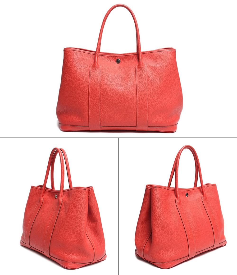 エルメス レザートートバッグ T刻印 シルバー金具 ガーデンパーティPM ネゴンダ ルージュトマト レディース HERMES