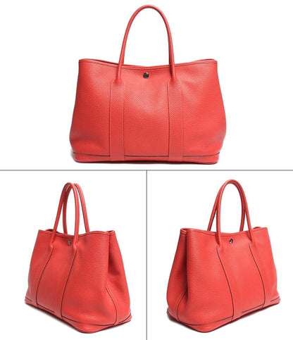 エルメス レザートートバッグ T刻印 シルバー金具 ガーデンパーティPM ネゴンダ ルージュトマト レディース HERMES