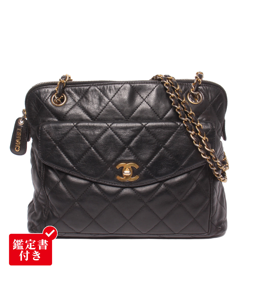CHANEL チェーンショルダーバッグ 肩掛け ゴールド金具 1番台 マトラッセ レディース シャネル