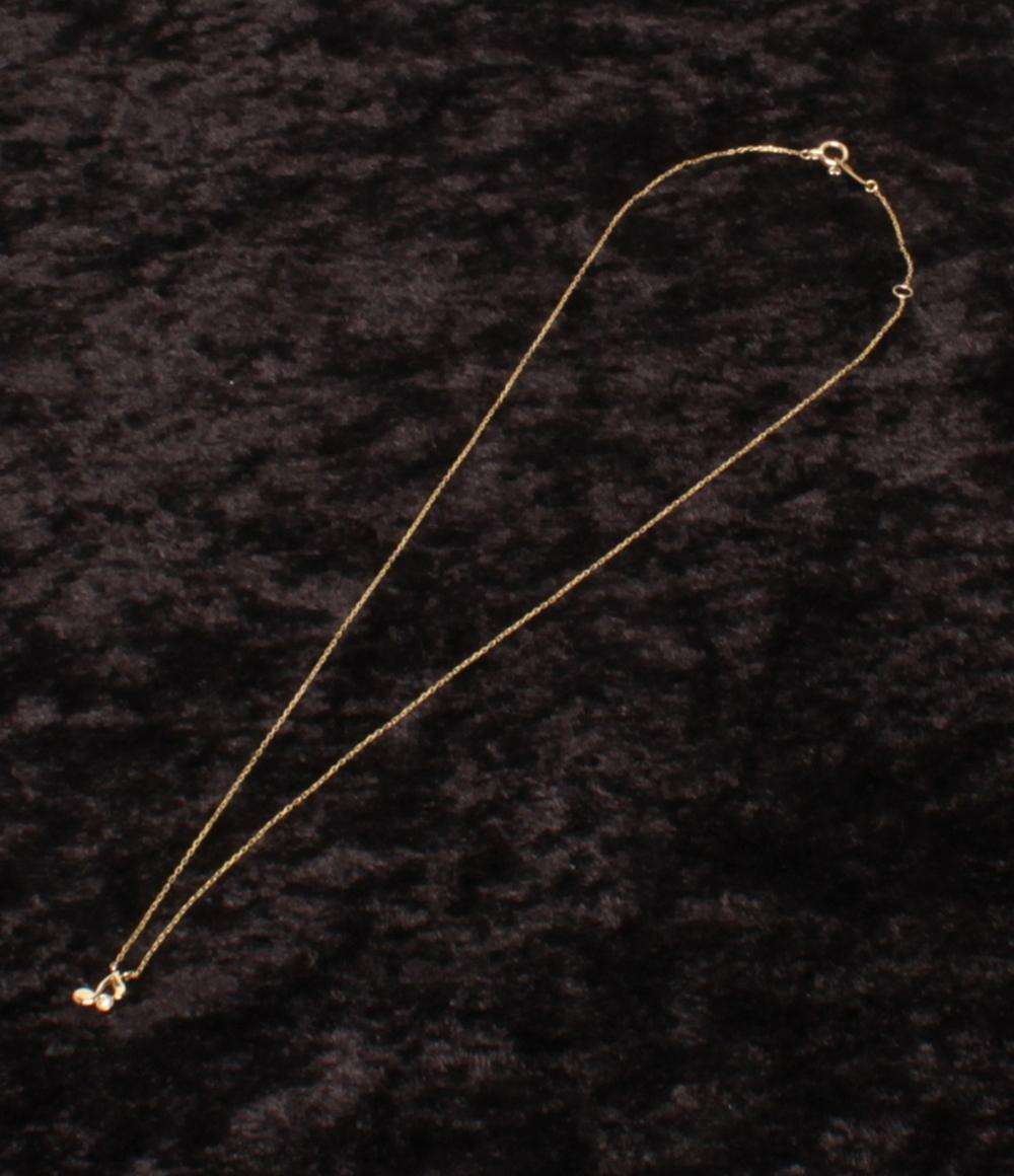 美品 STAR JEWELRY ネックレス K18 ダイヤ 0.01ct 音符モチーフ レディース スタージュエリー