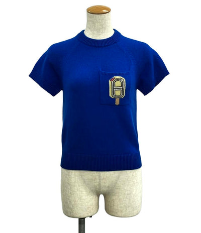 美品 エルメス 半袖ニット カシミヤ100% FUNNY ICE CREAM 4E2626DB レディース SIZE 34 (XS) HERMES