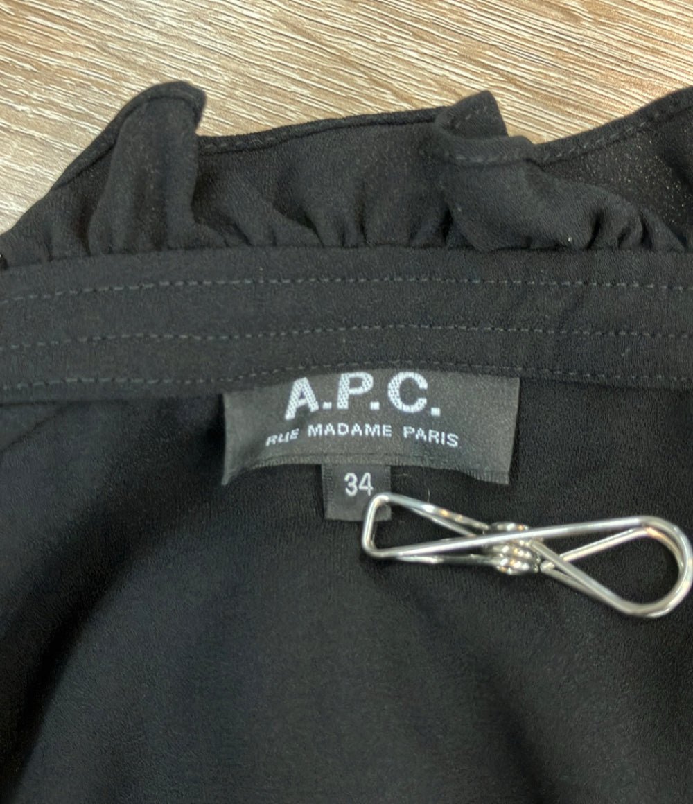 A.P.C. 長袖ワンピース フリルカラー ベルト付き 23226-1-17565 レディース SIZE 34 (XS) アーペーセー