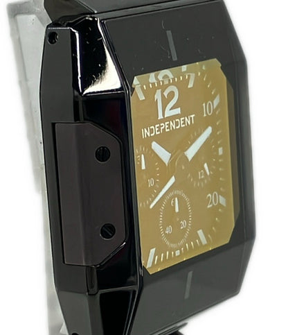 美品 INDEPENDENT 腕時計 クオーツ ブラック J520-003322 メンズ インディペンデント