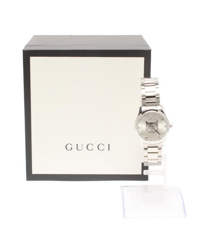 美品 グッチ 腕時計 Gタイムレス クオーツ シルバー YA126595 レディース GUCCI