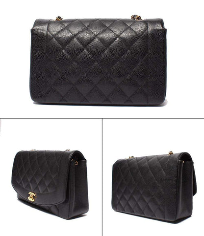 CHANEL チェーンショルダーバッグ シングルフラップ シングルチェーン ゴールド金具 ダイアナ キャビアスキン 2番台 レディース シャネル マトラッセ