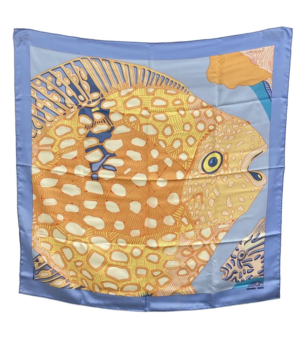 美品 HERMES スカーフ シルク100% カレ90 GRANDS FONDS レディース エルメス