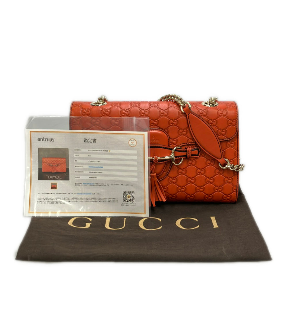 美品 GUCCI チェーンショルダーバッグ 肩掛け エミリー グッチシマ 295402 213317 レディース グッチ