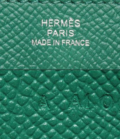 HERMES 長財布 シルバー金具 A刻印 ヴォーエプソン ヴェールジェイド ケリー ウォレット ロング レディース エルメス